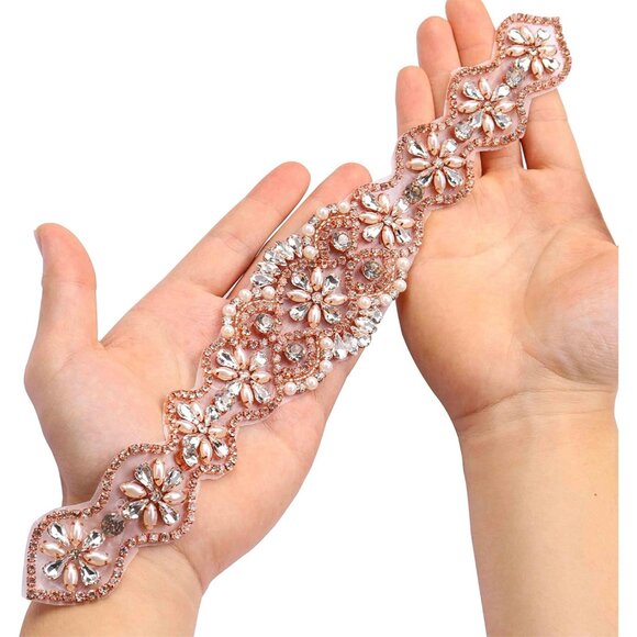 Other - Bridal Crystal Pearl Wedding Sash Bead Trim Women Gowns Sash